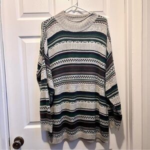 Ilanco Vintage Sweater fair isle fisherman pull men medium grandpa fall crewneck